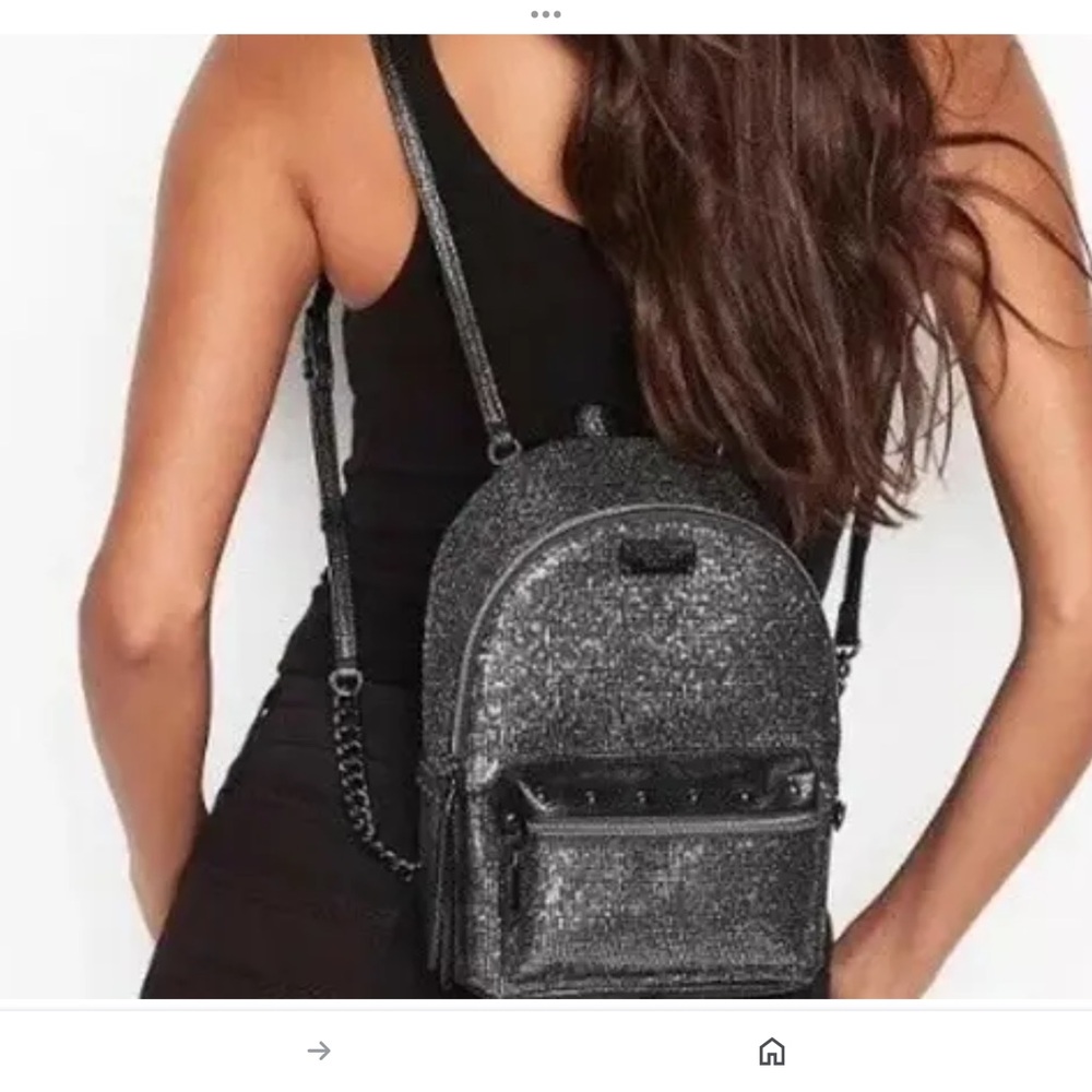 Victoria Secret Silver Sparkle Small City Mini Backpack